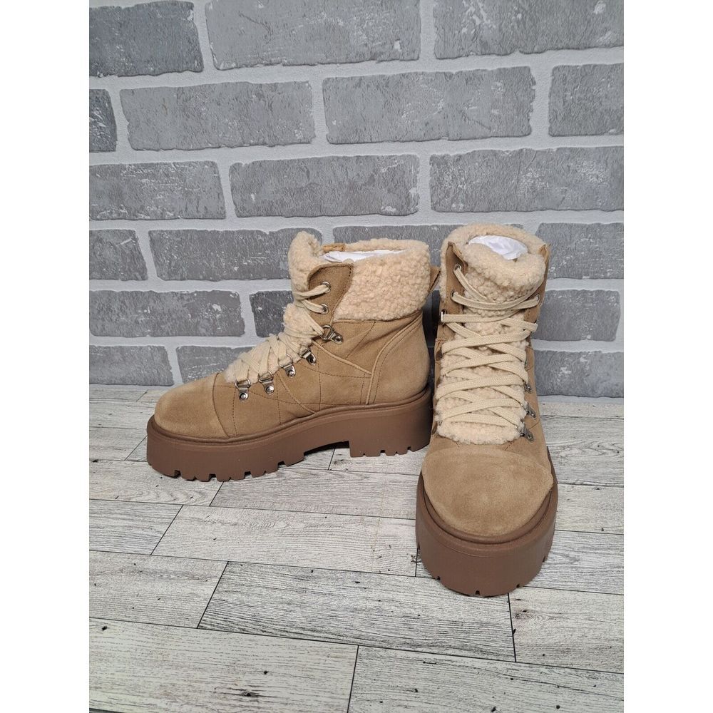Steve Madden Reyen Suede Faux Fur Shearling Cold Weather Lug Sole Platforms Boot - Picture 3 of 16